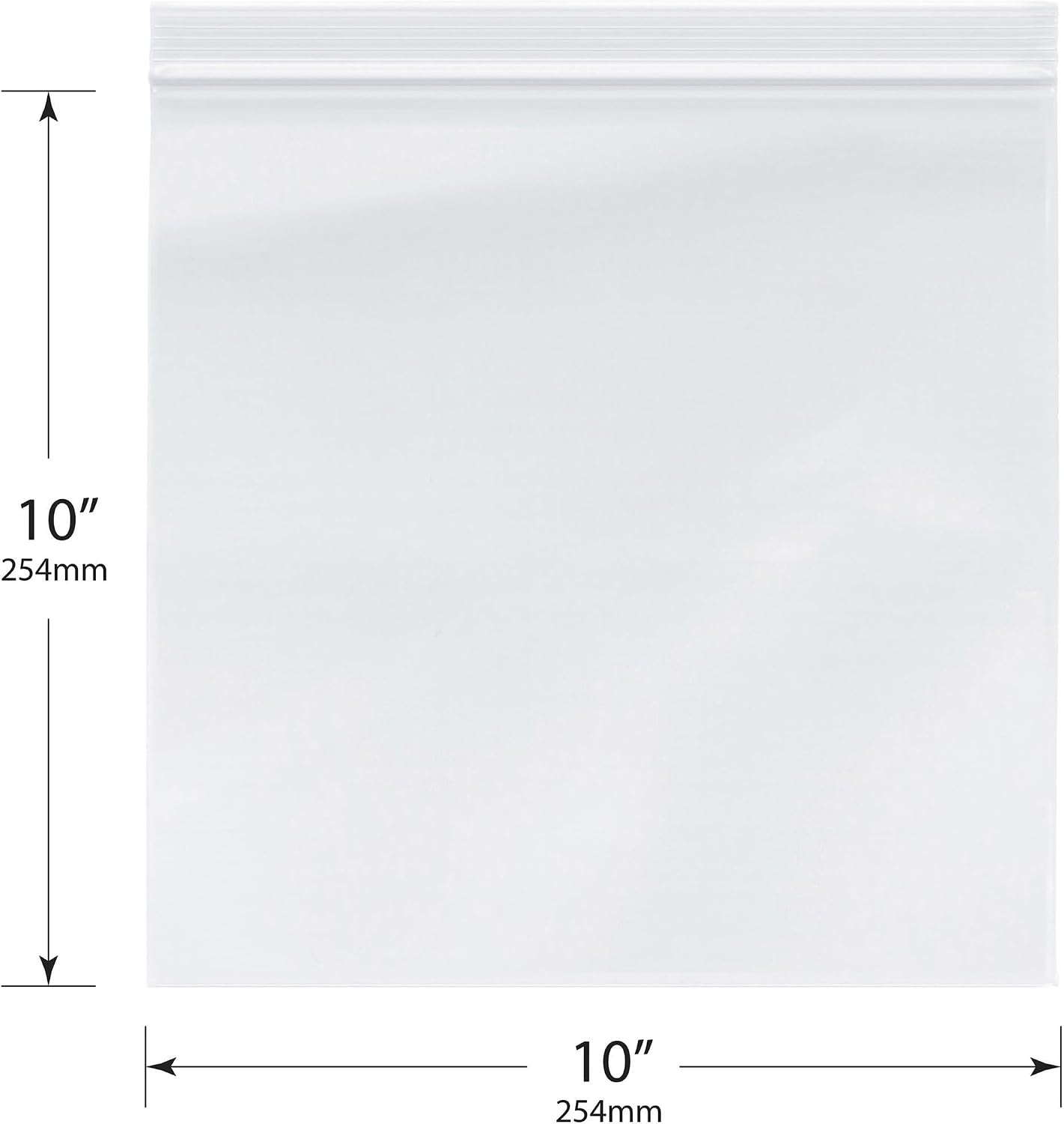Plymor 10" x 10" (Pack of 100), 2 Mil Zipper Reclosable Plastic Bags