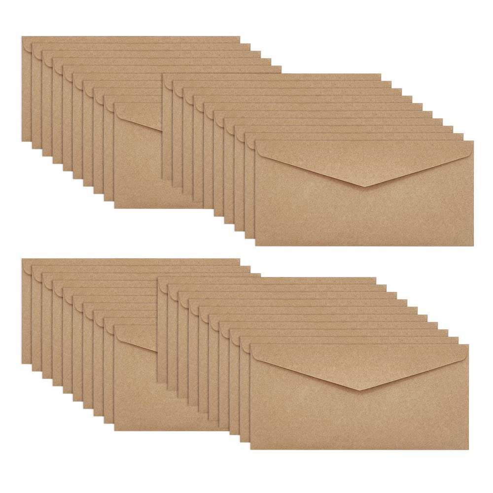 WYAN Sobres Papel Kraft-40 piezas 105×215mm Sobre Vintage,Sobres en blanco,Sobres con solapa triangular,para invitaciones de boda, cartas de agradecimiento(marrón)