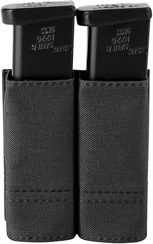 Miniatura 2 de KRYDEX Funda para cargador de pistola simple/doble, funda de nailon para cargador de 9mm con inserto de funda de cargador de liberación rápida
