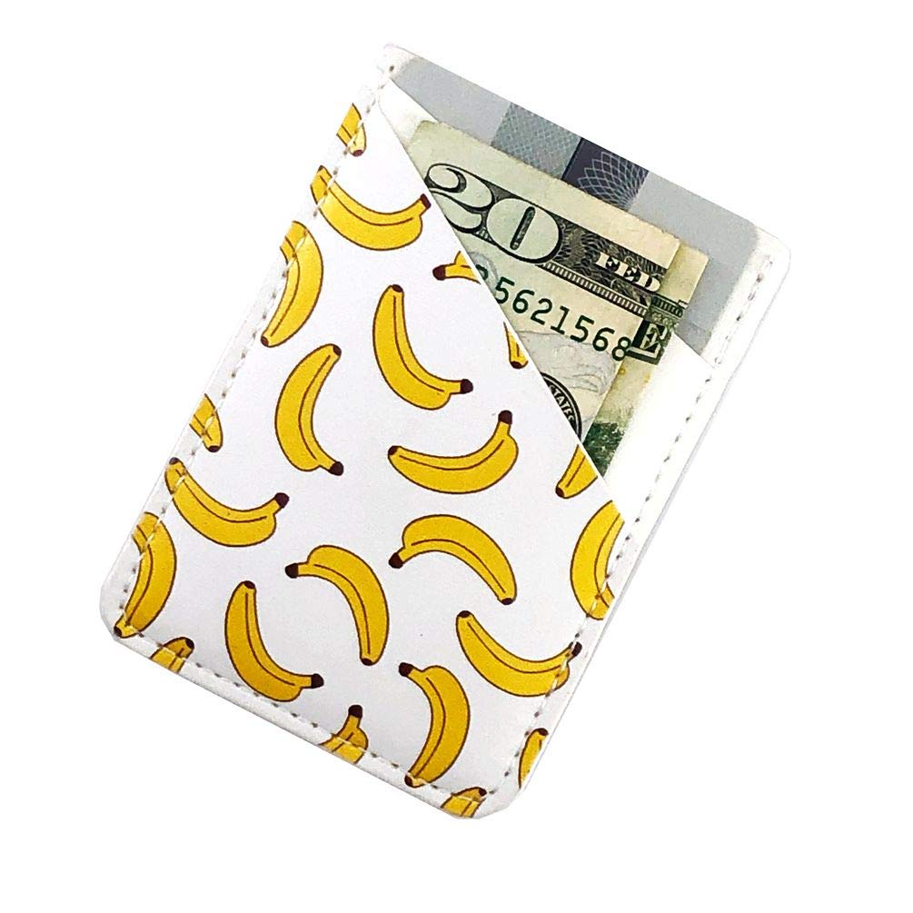 Ac.y.c Phone Card Holder, Ultra Thin PU Leather 3M Adhesive Stick-on ID Credit Card Wallet Sticker Case Pouch Pocket for Back of iPhone,Android and Smartphones (Banana)