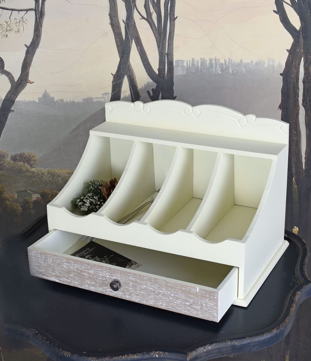 Landhaus Besteckkasten Holz Shabby Chic Schublade Besteckkiste Landhausstil Besteckbox HMB030 Palazzo Exklusiv