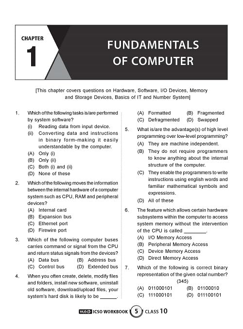 Image of (Old Edition)International Computer Science Olympiad Work Book -Class 10