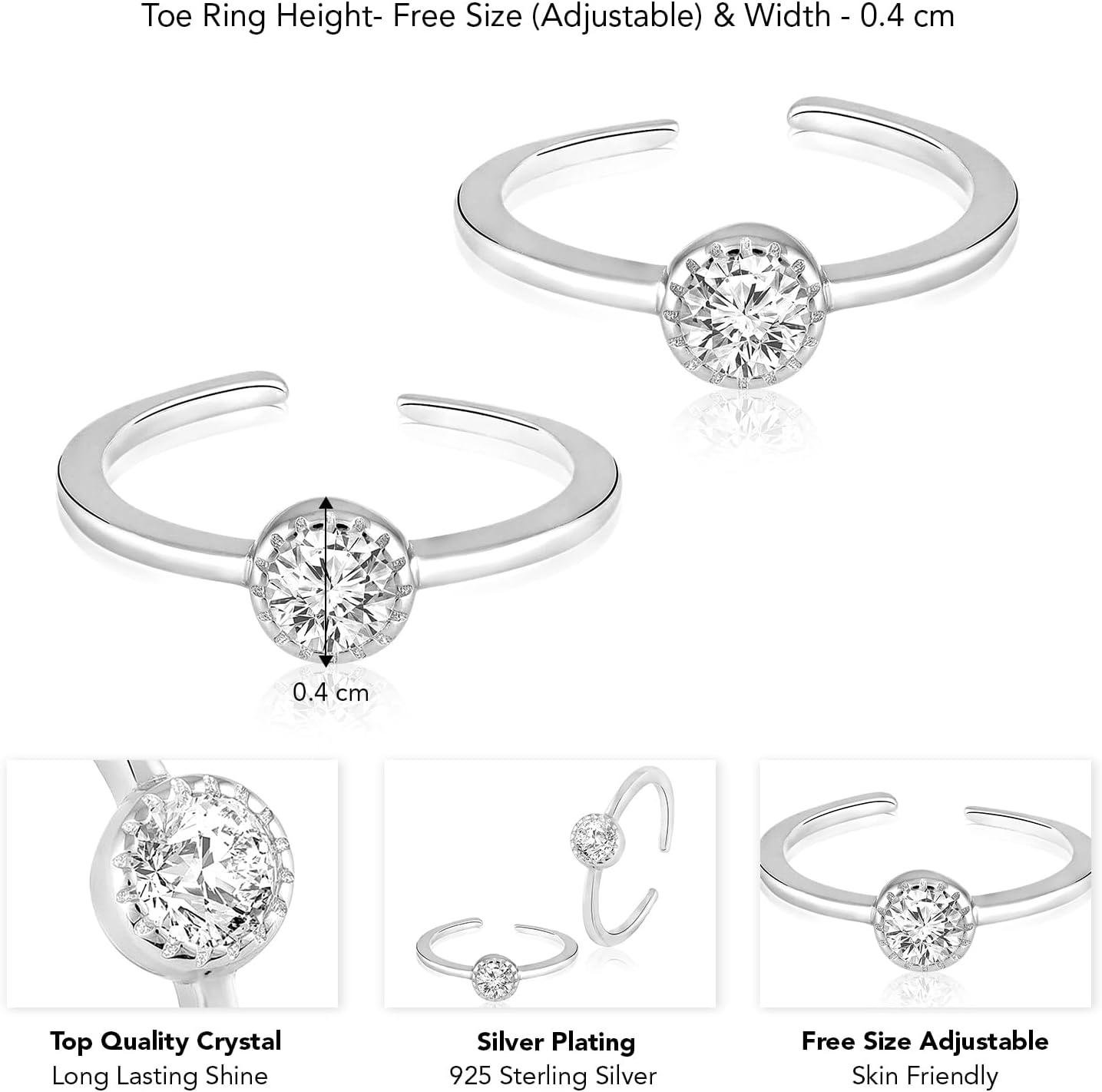 Aheli 925 Sterling Silver Toe Ring Bichiya Fine Jewellery for Women