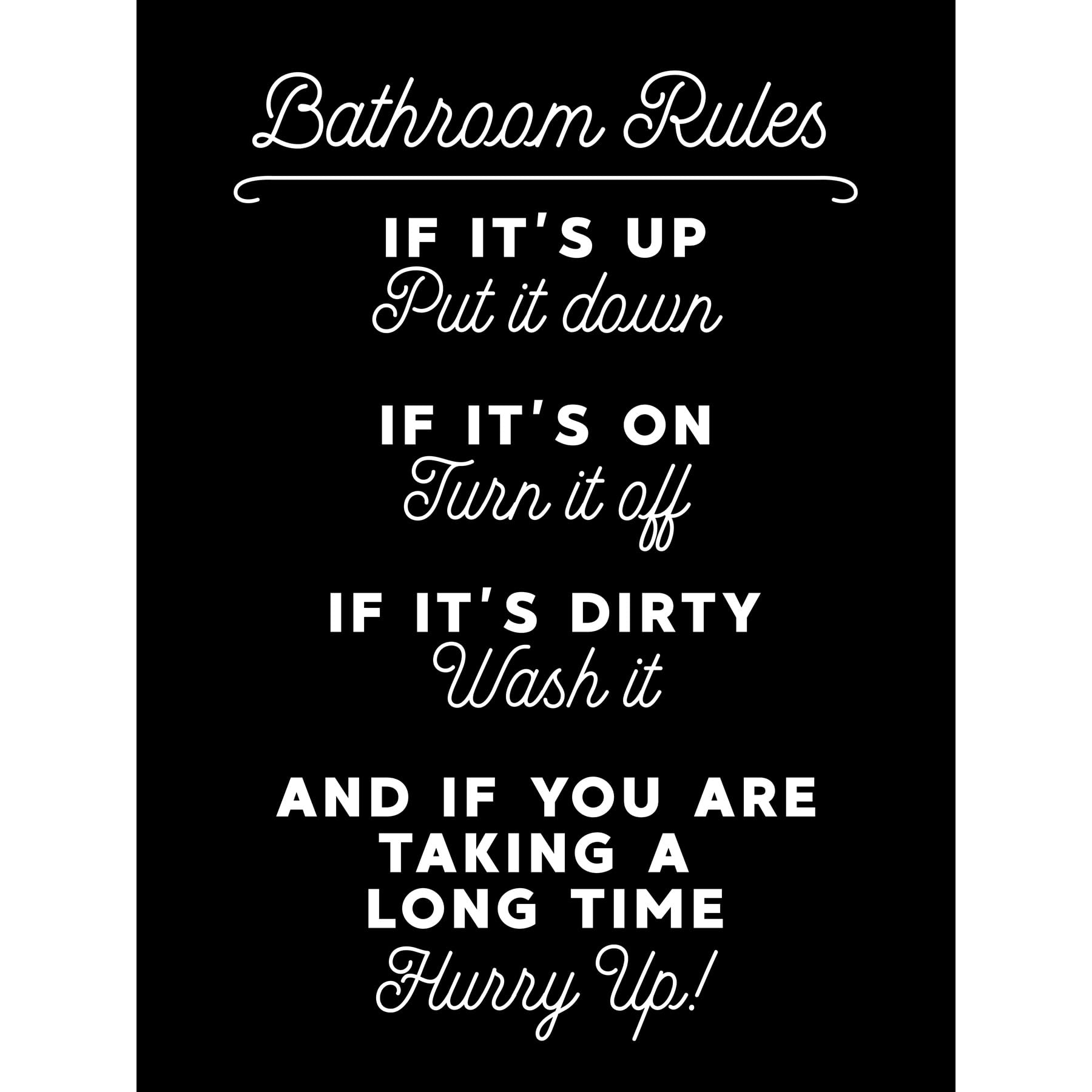 Artery8 Funny Bathroom Wall Art Toilet Rules Sign Funny Decor Large Wall Art Poster Print Thick Paper 18X24 Inch
