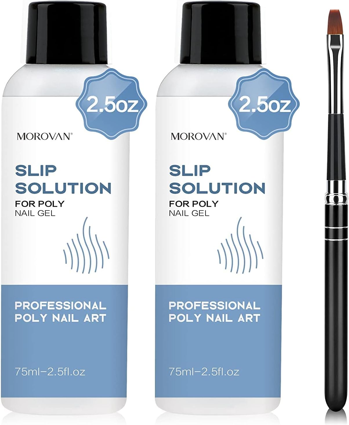 Morovan 2Pcs Slip Solution with Brush Poly Gel Slip Solution Nail Gel Builder Liquid Solution Quick Gel Slip Solution Anti-Stick Poly Gel Slip Solution for Nail Art DIY