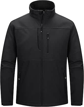 Men's Lightweight Softshell Jacket with Fleece Lining - Waterproof Windbreaker for Outdoor Activities
