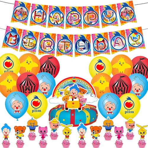 Colorful Party Decoration PLIM CUP CAKES AND CAKE DECORATION  12 BALLONS AND HAPPY BIRTHDAY BANNER