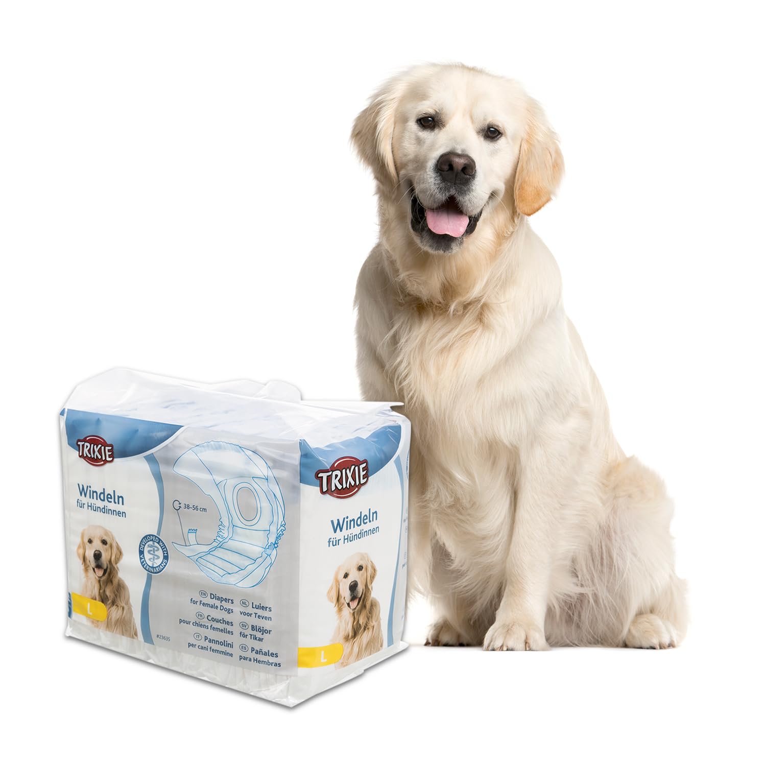 Trixie Disposable Diapers for Female Dogs Designed for Dogs in The Season to Prevent Staining of Carpets & Other Fabrics Highly Absorbent and Easy to Use - Size: L, 38-56cm 12 pcs (B09NWD4953) Amazon Price History, Amazon Price Tracker