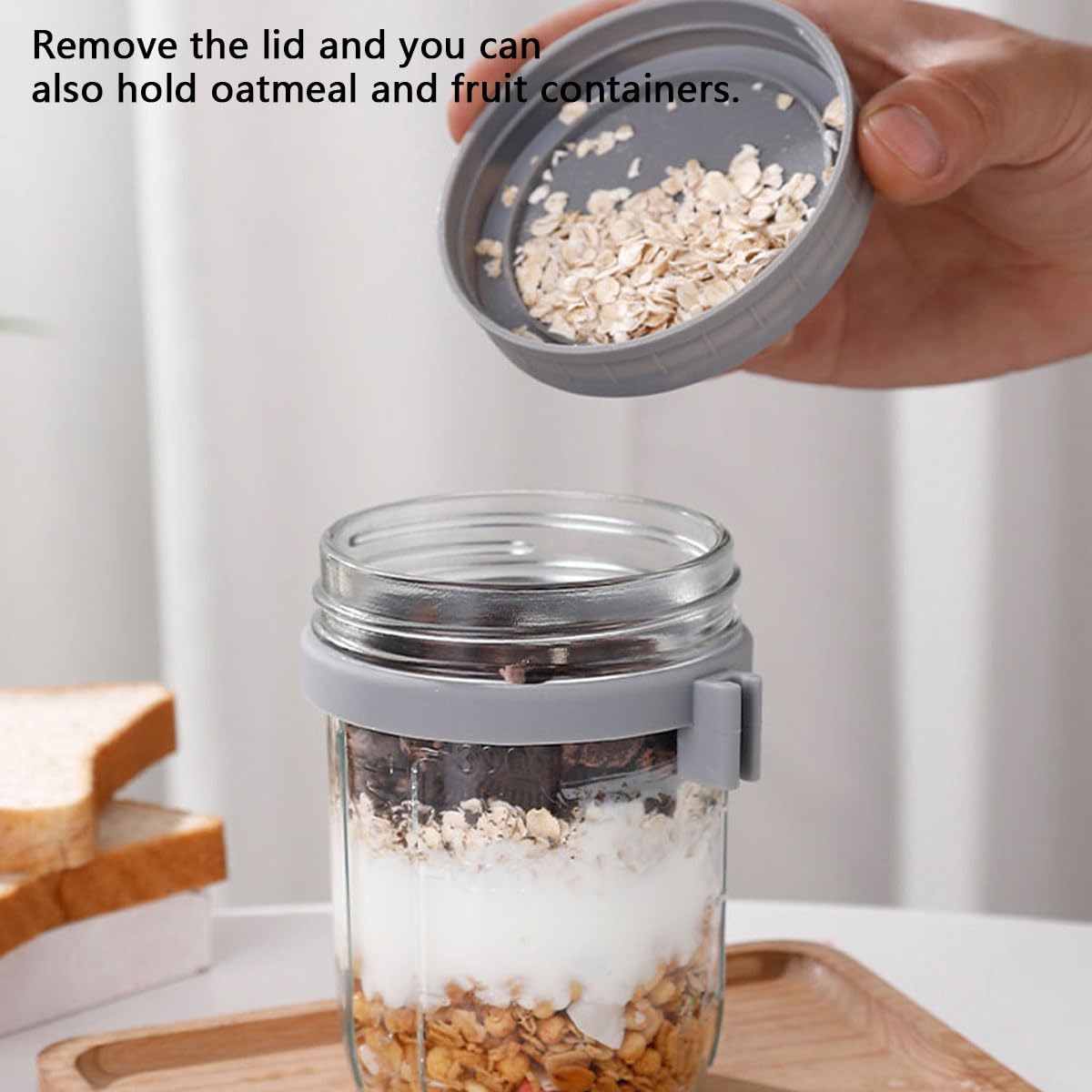 Jares de avena de la noche de vidrio Masón Recipientes herméticos for la avena durante la noche