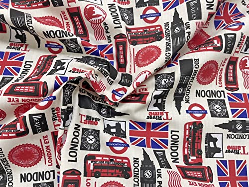 Premium 45-Inch London-Themed Cotton Fabric Featuring Big Ben, British Bus, and Iconic UK Landmarks for Creative DIY Projects and Home Decor 8 Premium 45-Inch London-Themed Cotton Fabric Featuring Big Ben, British Bus, and Iconic UK Landmarks for Creative DIY Projects and Home Decor - Image 7