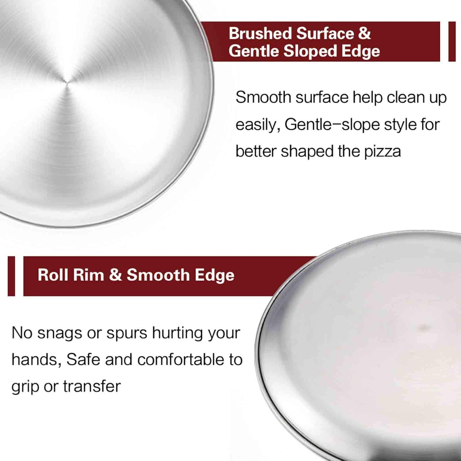 TeamFar 12 Inch Stainless Steel Pizza Pan - Round Oven Baking Tray, Healthy & Heavy Duty, Dishwasher Safe & Easy Clean - Image 3