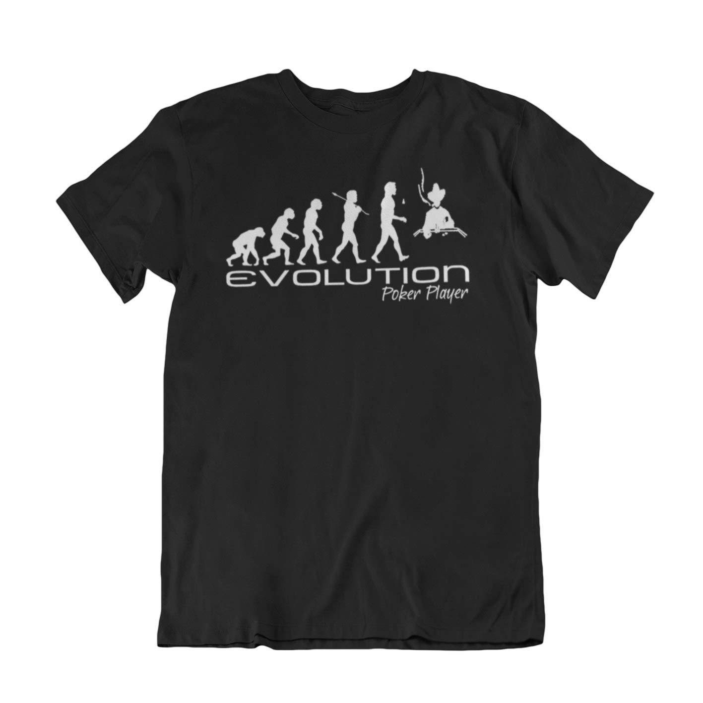 Jonny Cotton Men's Black Evolution Of A Poker Player - Gambling Hobbie Novelty T-Shirt (Large, )