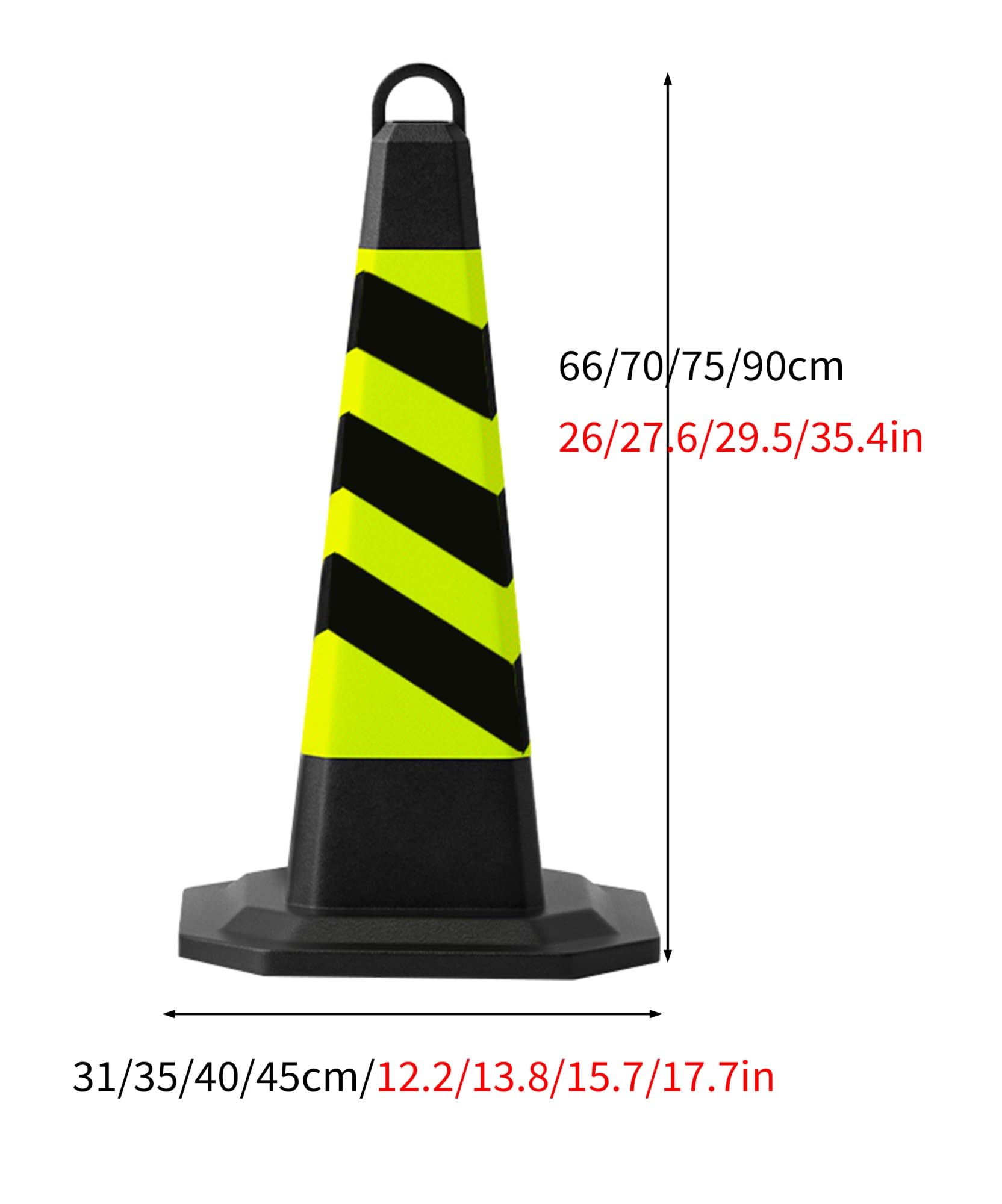 Lot de 2 cônes de sécurité routière, cônes de stationnement avec poignée, cônes de construction for colonne d'avertissement de circulation for allée(90x45cm)