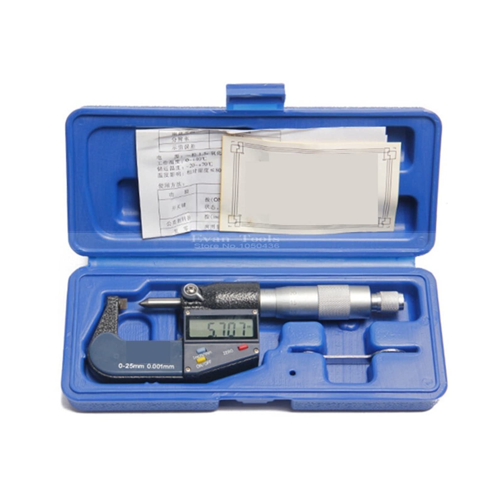 Micrometro Digitale, Micrometro digitale a punto singolo 0-25mm/0.001 Sonda 60 gradi pollici/mm Punta lama Brobe Caliper Strumenti di misurazione