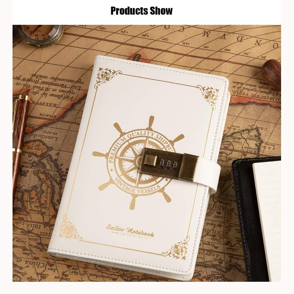 Tragbares B6-Notizbuch mit Zahlenschloss – exquisites Retro-Design mit hochwertigem Papier, ideal für männliche und weibliche Studenten, Schule, Reisen und Journaling unterwegs
