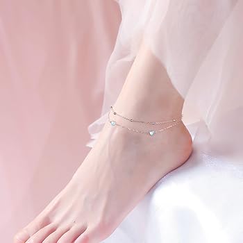 Yearace S925 Sterling Silver Layered Anklet for Women