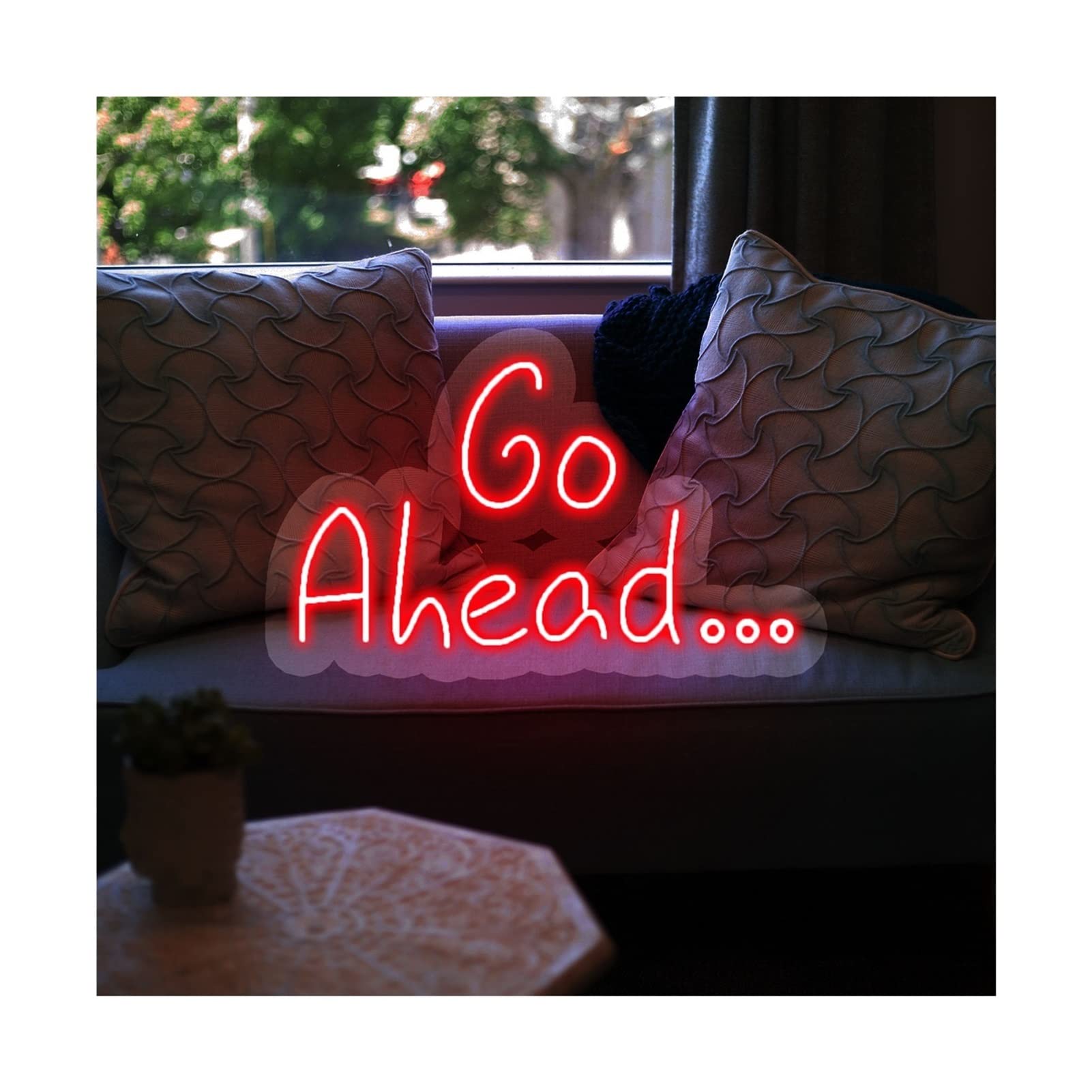 Neonlichtzeichen, LED-Neonzeichen Custom Go Ahead Led Neon Sign Light, Art Bar Pub Club Wandbehang Neon for Home Schlafzimmer Hochzeitsdeko (Color : Red, Size :