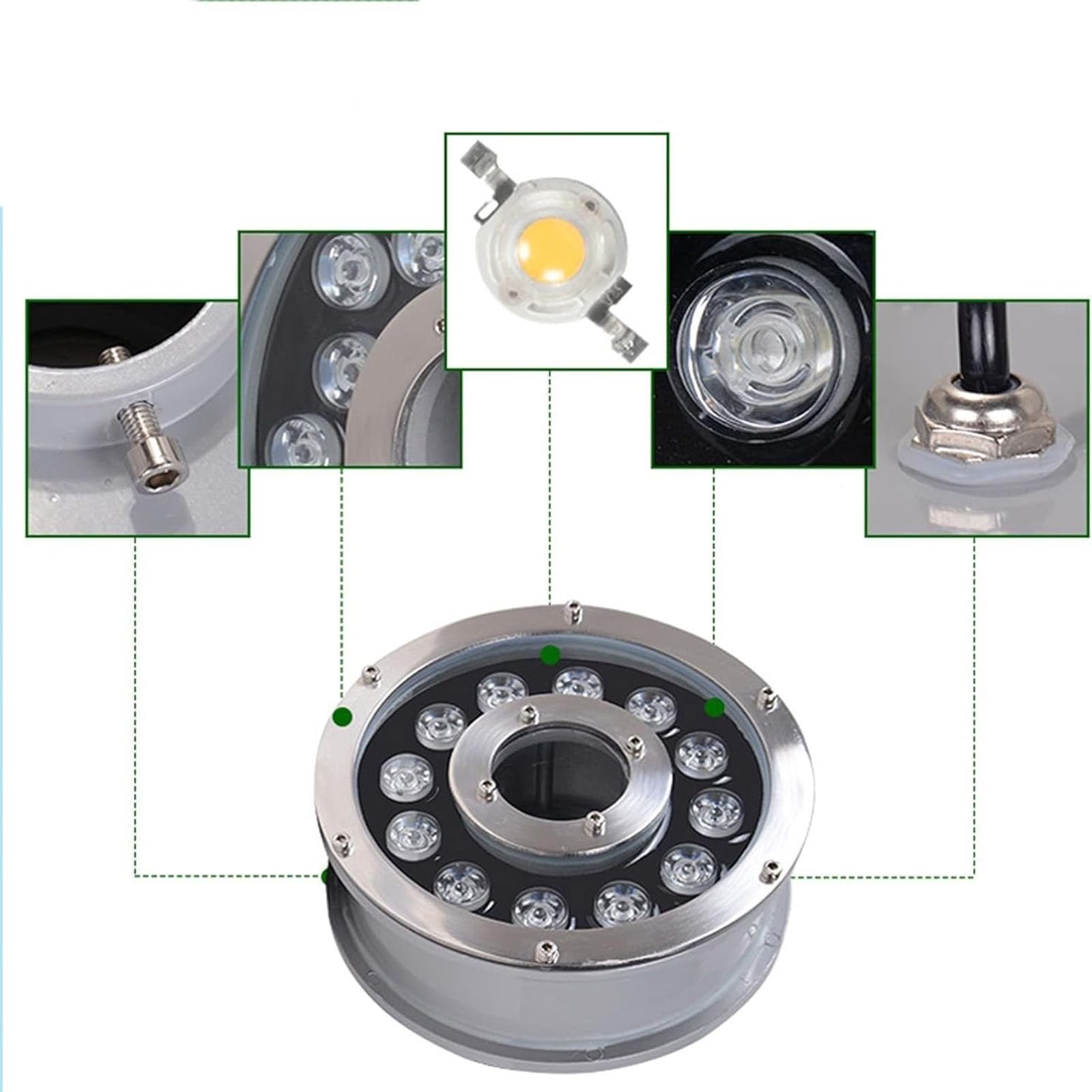 Projecteur LED Subaquatique pour Bassin Jardin Ou Fontaine Éclairage RGB Ip68 avec Télécommande 12 W/9 W