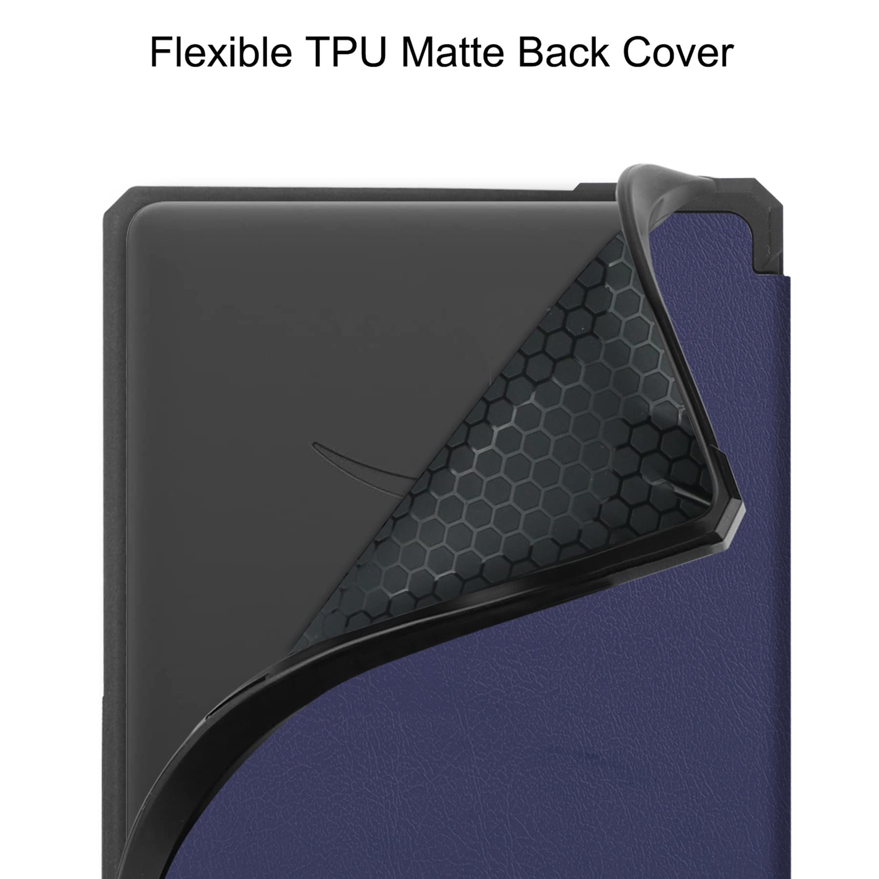 Podróż na tablecie Slim Case dla Kindle PaperWhite (wersja 6,8 "2021), TPU. Skórzany przypadek Ochronna Smart Folio Shell Pokrywa z zamknięciem magnetycznym i funkcją stoiska auto Wake/sen(Blu)