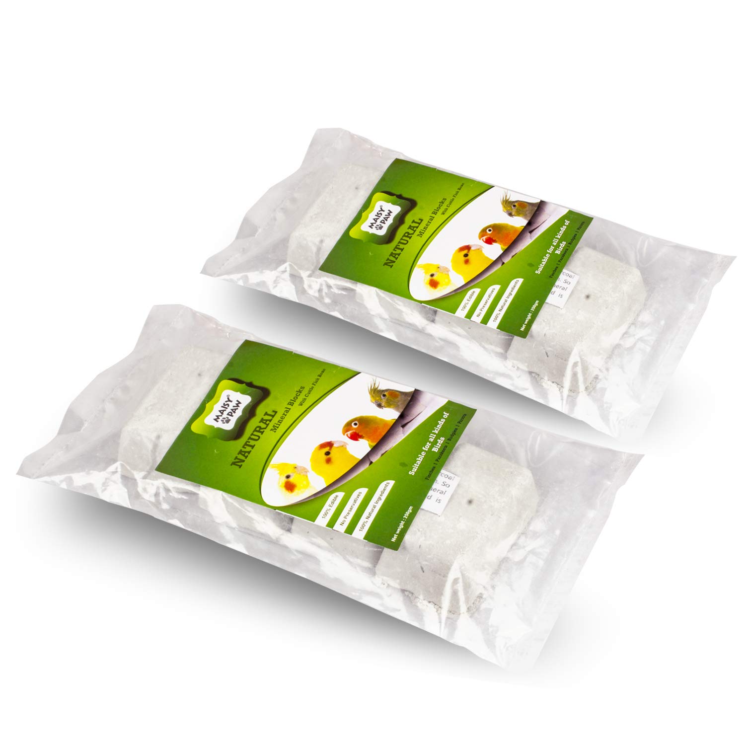Maisy Paw Natural Mineral Block with Cuttlefish Bone, Calcium Bird Feed, 100% Edible & No Adding Preservatives for All Kind of Birds, (250 g+250 g, Pack of 2) (B08GXFDHL6) Amazon Price History, Amazon Price Tracker