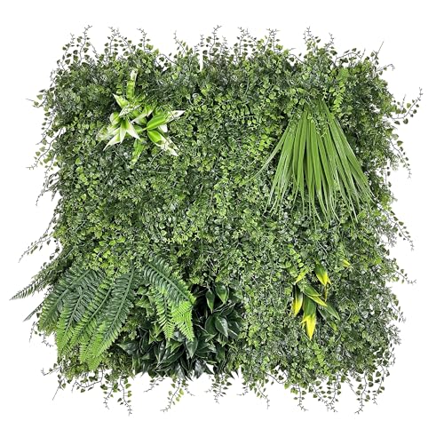 IlGruppone Pannello Stile Giungla Foglie Artificiale A Parete Per Interno Esterno Giardino Verticale Siepe Finta Muro Bosco Erba Recinzione Anticaduta Frangivista - Dalia - 50x50 cm