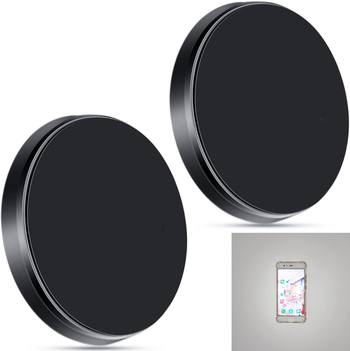Pack of 2 Phone Magnet Wall Mounted, Large Size Magnetic Phone Attachment Sticker Universal Cellphone Wall Mount Compatible for Apple/Huawei/LG/Samsung Smartphones