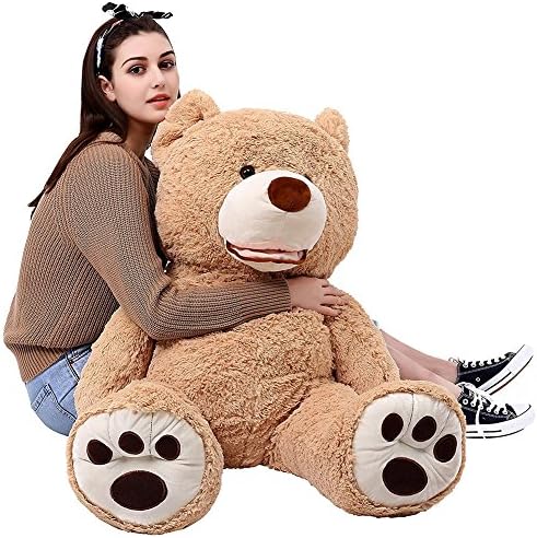 MEL Toy Plush Teddy Bear with Big Foot Print Smiling Face Stuffed Teddy Bear Toy(100cm\39",Light Brown)