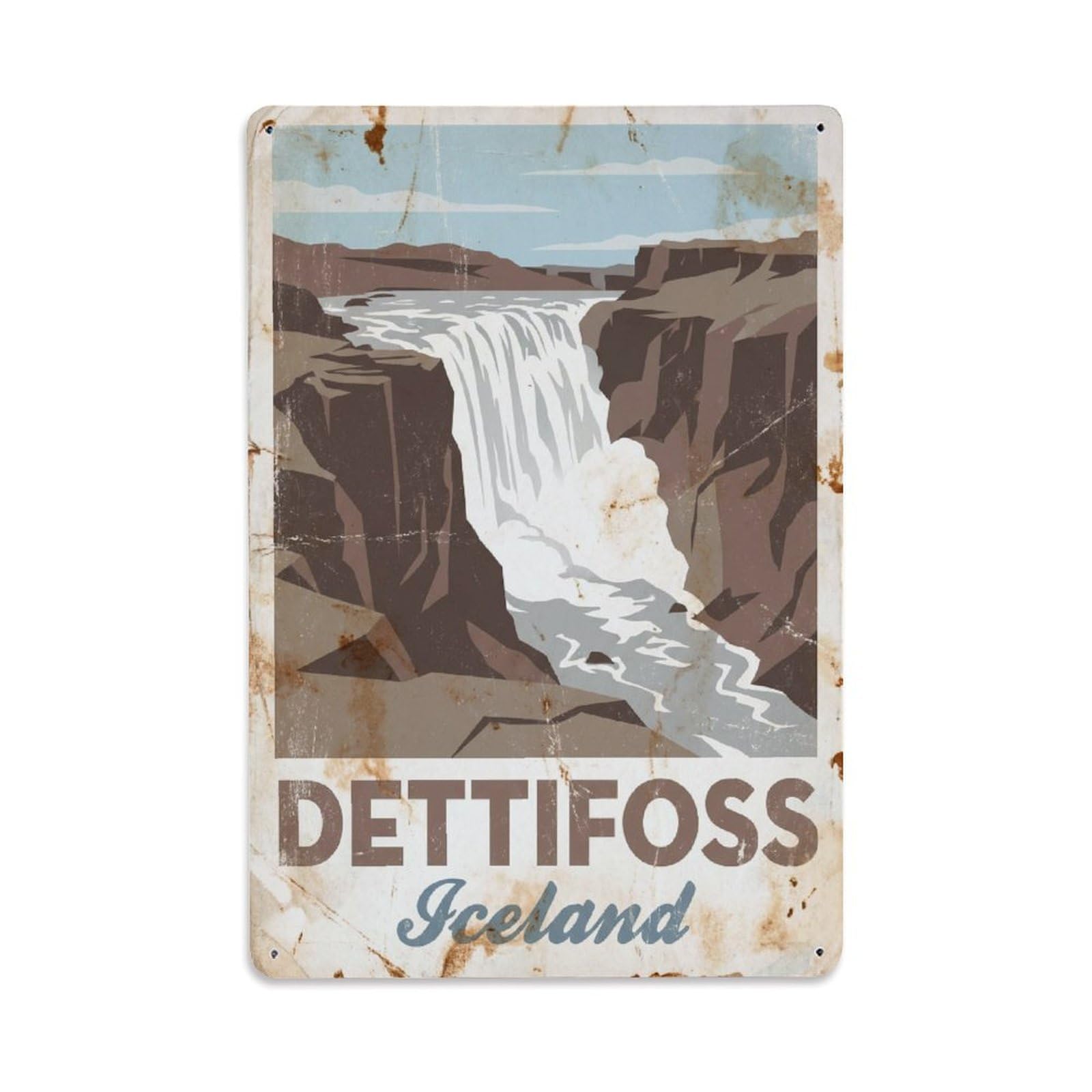 Este 8X12inch Style Vintage Travel Dettifoss Iceland Powerful Metal Tin Sign