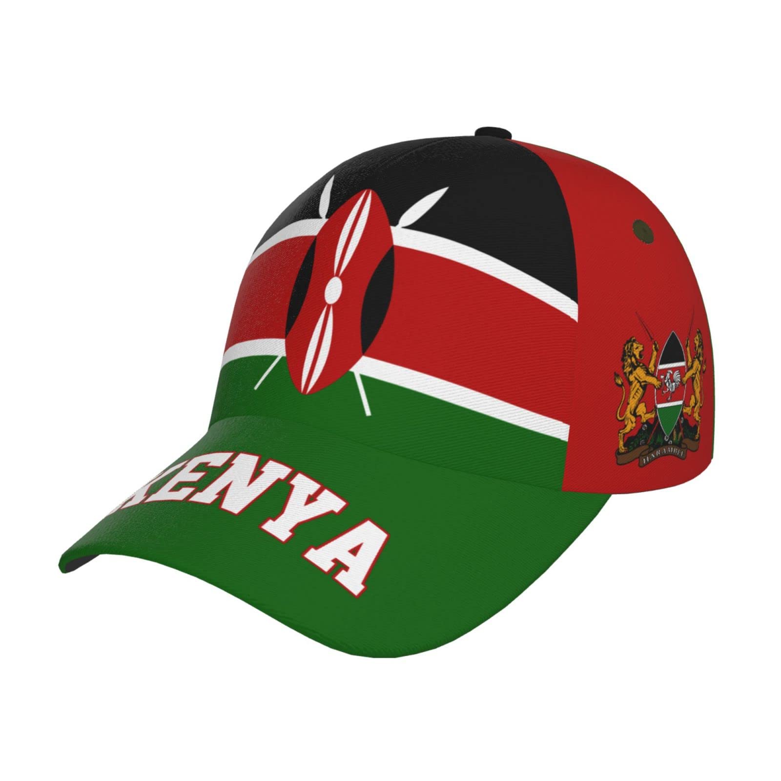hihihihihihihihi Kenya Flag Kenyans Baseball Cap 3D Full Print Adult Unisex Adjustable Hat Soccer Patriotic Caps Black
