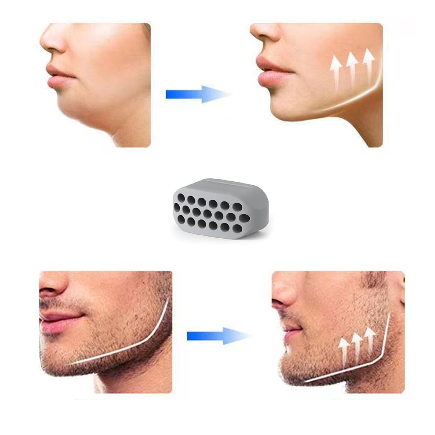 6 Pezzi Allenatore Mascella, Mascella Allenatore Esercizio Uomo Donna, Silicone Jawline Exerciser Allenatore per definire la Forma del Facciale (nero/bianco/grigio)