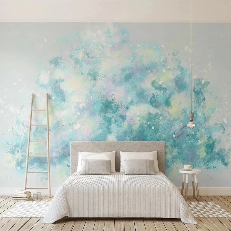 Papier peint 3D bleu clair salon : déco murale fraîcheur pour chambre