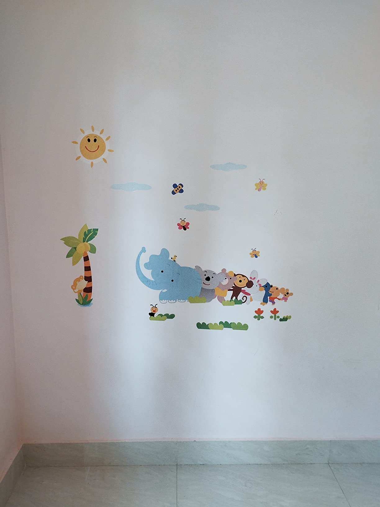Kaushiki Collection Jungle Cartoon Cute Animals' Wall Sticker for ...