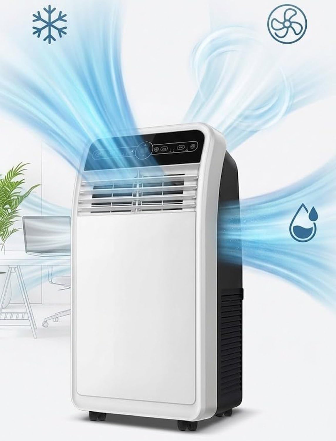 Condizionatore d'Aria Portatile, unità AC Free Standing Senza Installazione, raffreddatore d'ambiente per camere Fino a 40 m², climatizzatore con Tubo di scaric