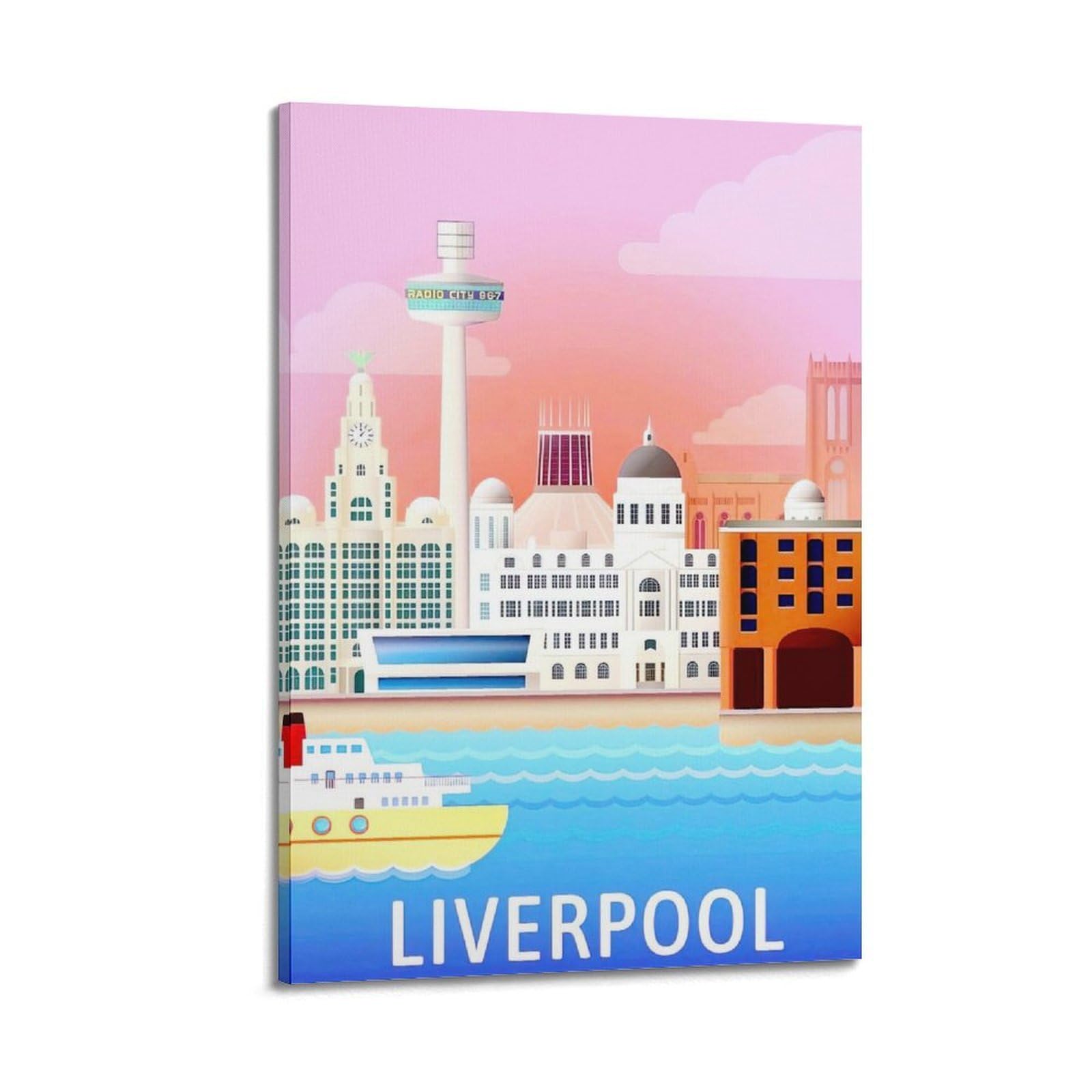 DLJGDS Vintage Travel Posters Liverpool, England Decorative Painting Canvas Wall Posters And Modern Family Bedroom Decor 24x36inch(60x90cm)