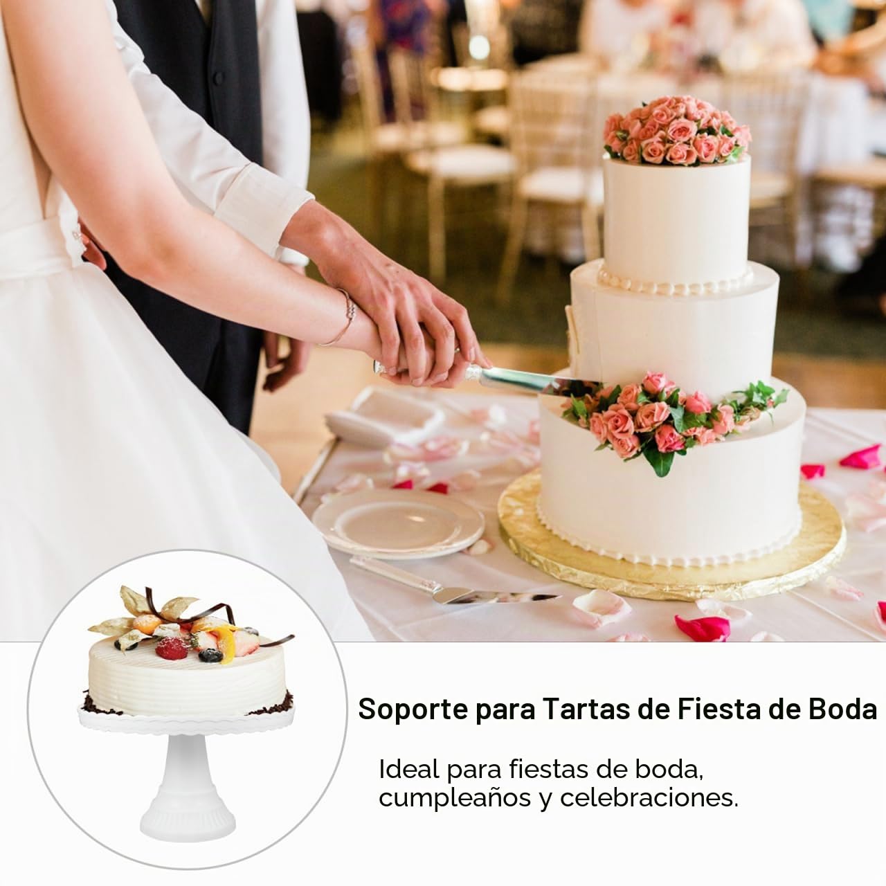Amosfun Soporte De Visualización De Pastel para Fiesta De Bodas Y Cumpleaños Bandeja para Cupcakes Postres Galletas Frutas Y Dulces Material Ecológico 12.59 X 12.59 X 7.67 in