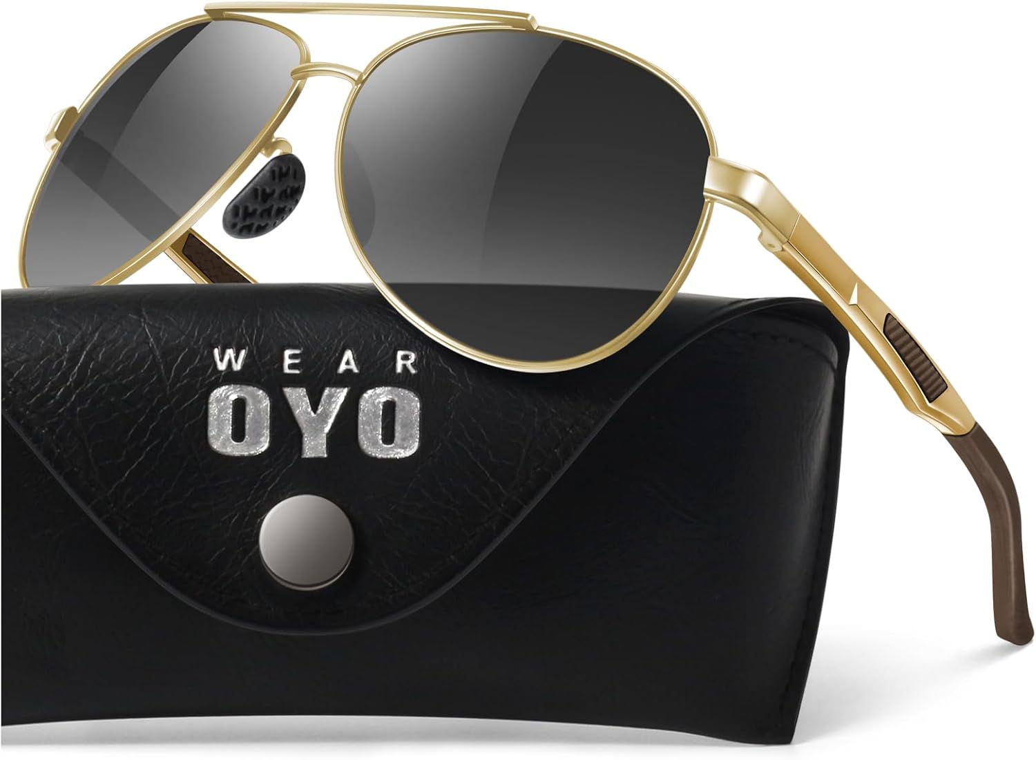 WEAROYO Polarized Sunglasses Men Womens Al-Mg Alloy Frame Spring Hinges Pilot Military Style UV400 Protection Driving