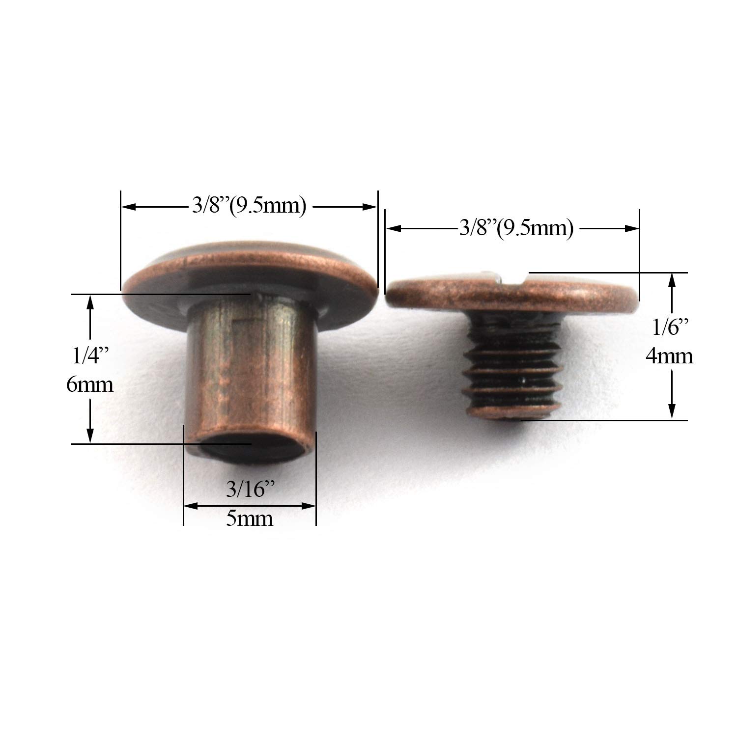 Red Bronze Binding Screws - 120 Pack for Leather Crafts -2