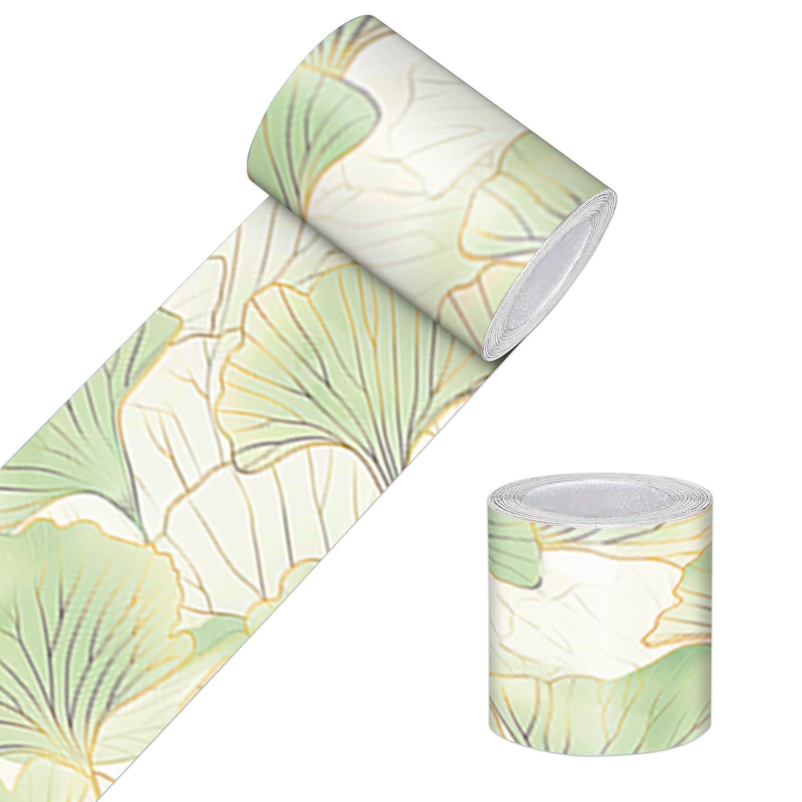 HOMETITUTE Wallpaper Border Peel and Stick Decorative Wall Trim Self Adhesive Lotus Leaf Accent Strip for Bedroom Living Room Study Mirror Frame Wall