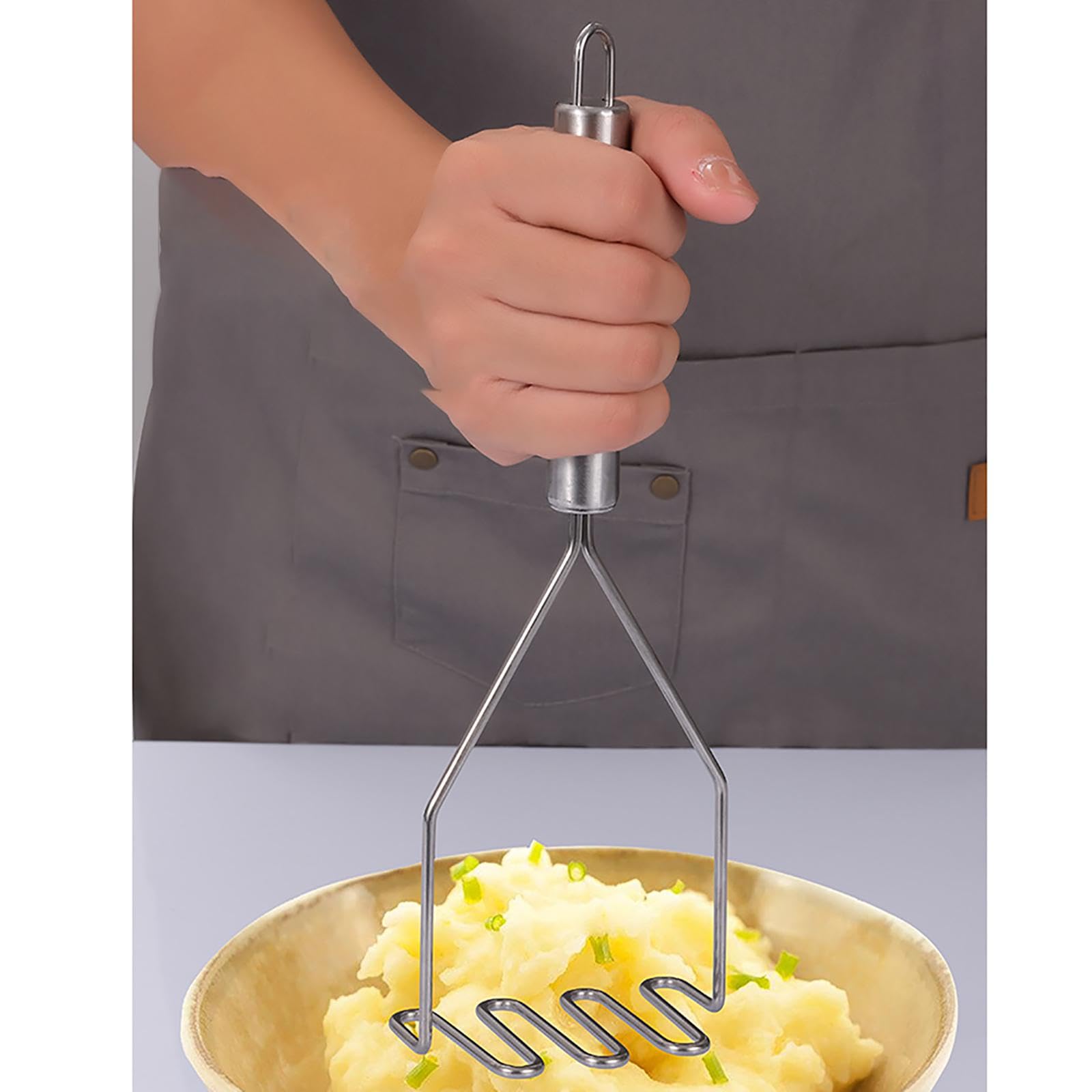 Manuelle Kartoffelpresse, Kartoffelstampfer aus Edelstahl, Kartoffelstampfer, Küchenwerkzeug, Reispresse für Kartoffelpüree, Kartoffelpüreestampfer