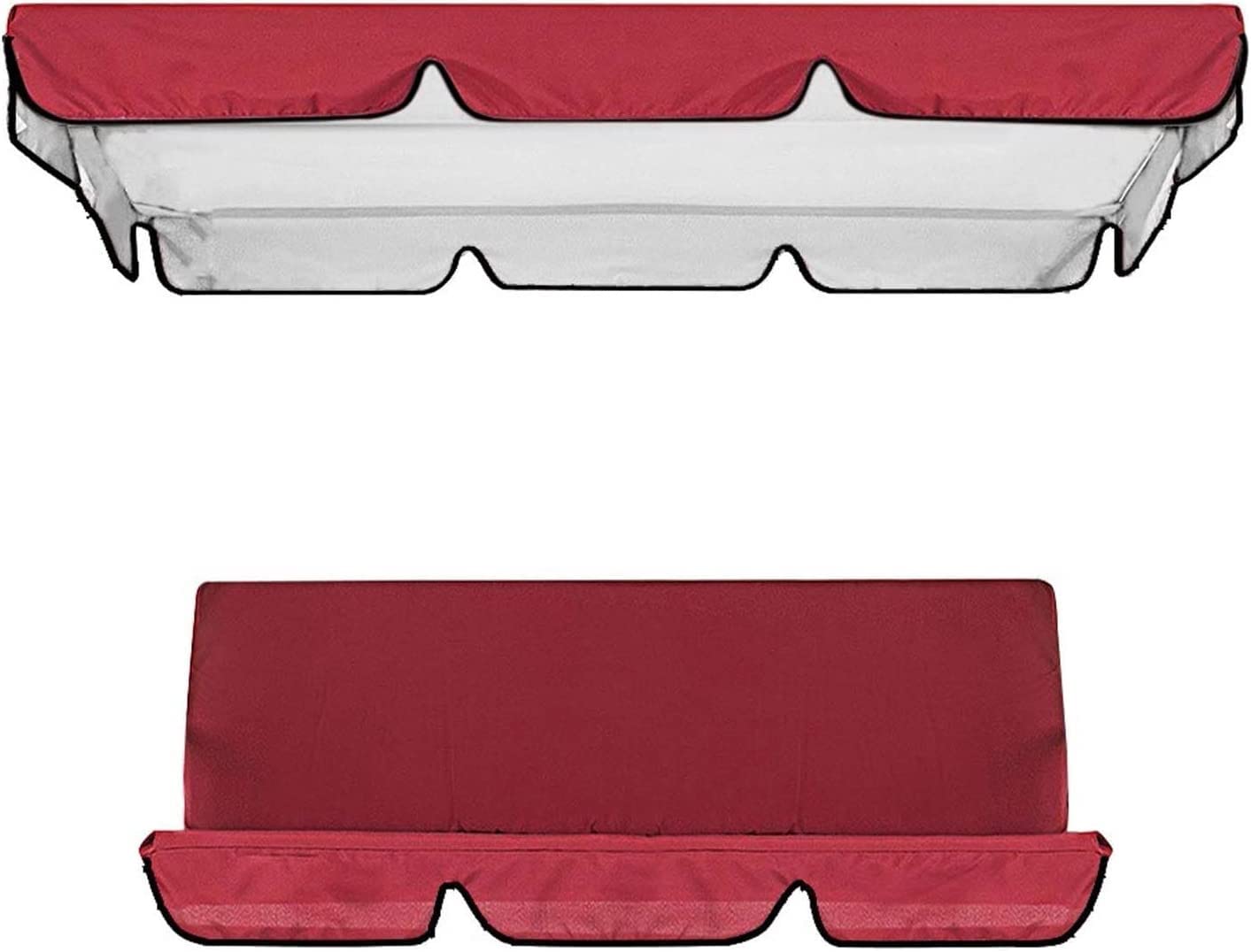 Toldo universal de repuesto para columpio de jardín de 2/3 plazas, cubierta para columpio de exterior, toldo Recambio Balancín de Jardín (rojo, 195 x 125 x 15 cm) y resistente a la intemperie