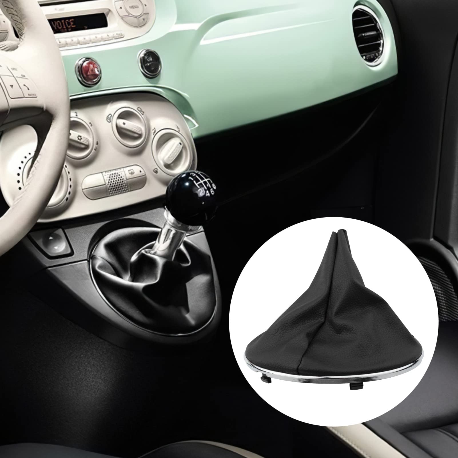 Schaltmanschette Für Fiat 500C 2007-2015 - Kunstleder Schaltsack Mit Chromrahmen OEM Ersatz