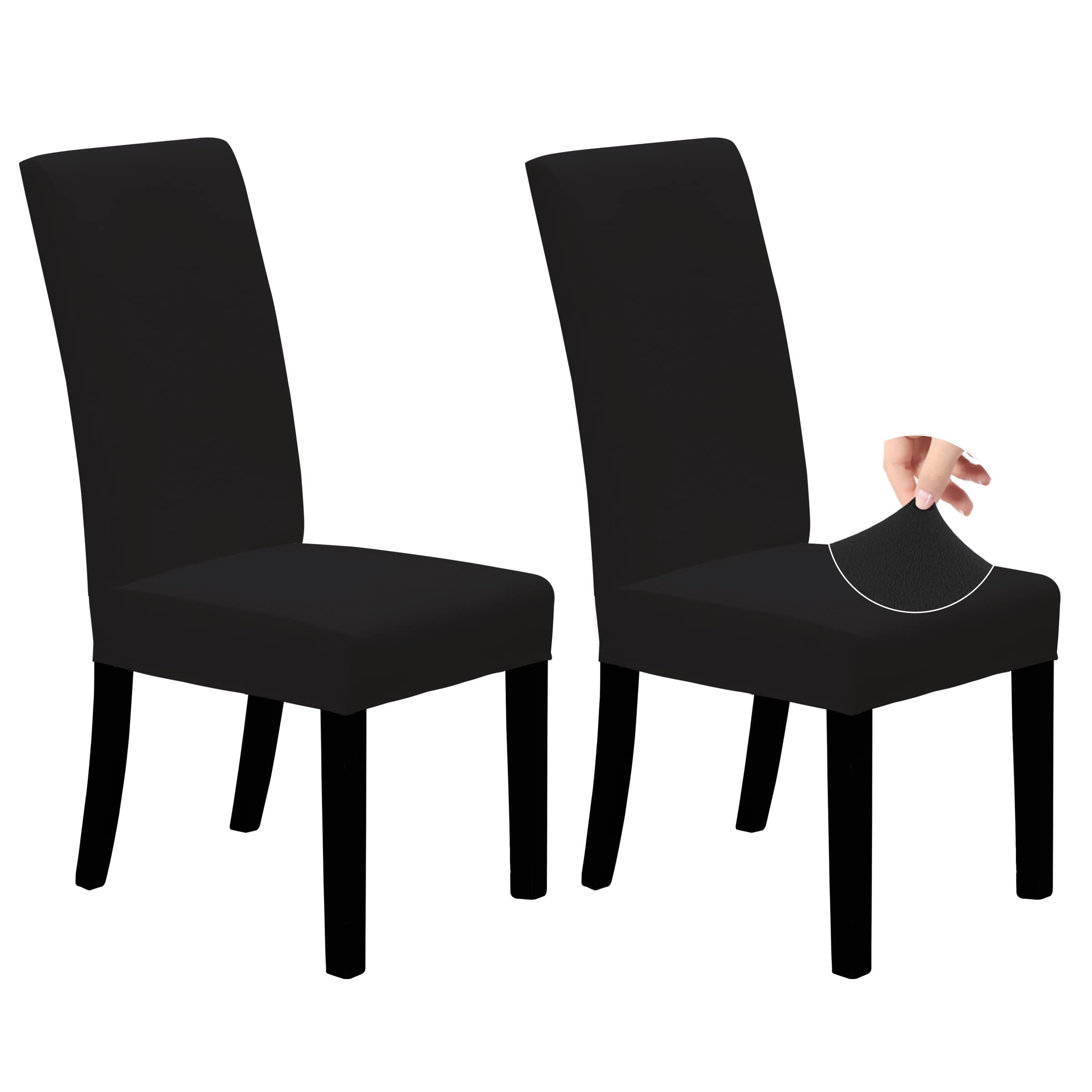 Easy-Going Dining Chair Covers Stretch Dining Room Chair Covers Set of 2, Parsons Chair Slipcovers for Dining Room, Ceremony, Banquet, Black