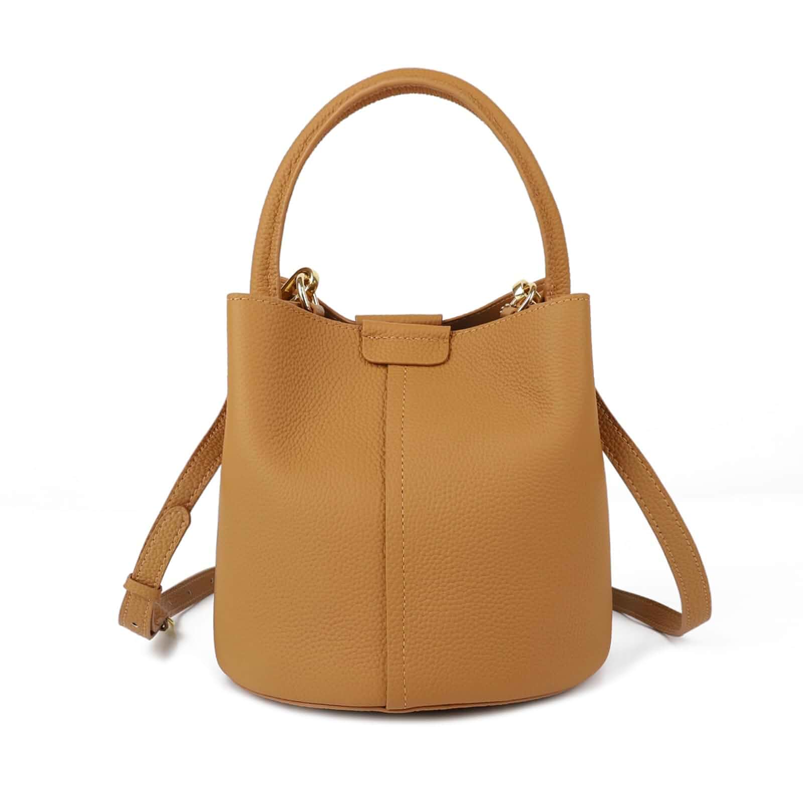 Genuine Leather Shoulder Crossbody Bucket Bags for Women, Top Handle 3 In 1 Handbag Scratch Resistant Gold Hardware, Adjustable Removable Strap, 1lb Lightweight for Daily Commute Travel Gift