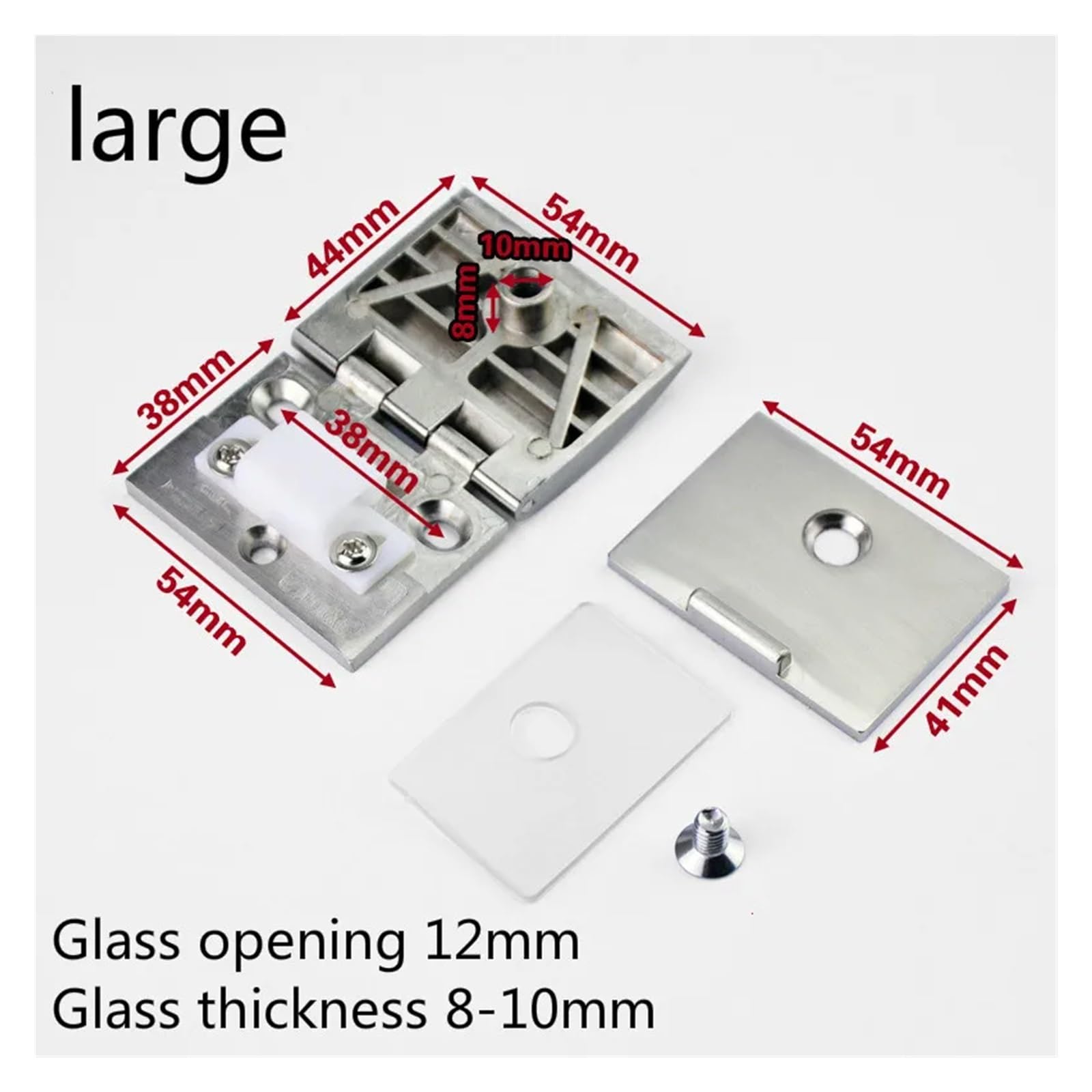 Bisagra de vidrio premium de cierre suave for puertas de gabinete - Herrajes de aleación de zinc de gran tamaño for vitrinas y vitrinas(Large)