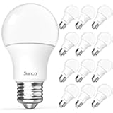 Sunco 12 Pack A19 LED Light Bulbs, [Focos para Casa], E26 Base Lamp Bulb for Bedroom Bathroom, 850 LM, 8W (60W Equivalent), 2700K Soft White, Non-Dimmable, 25000 Lifetime Hours UL