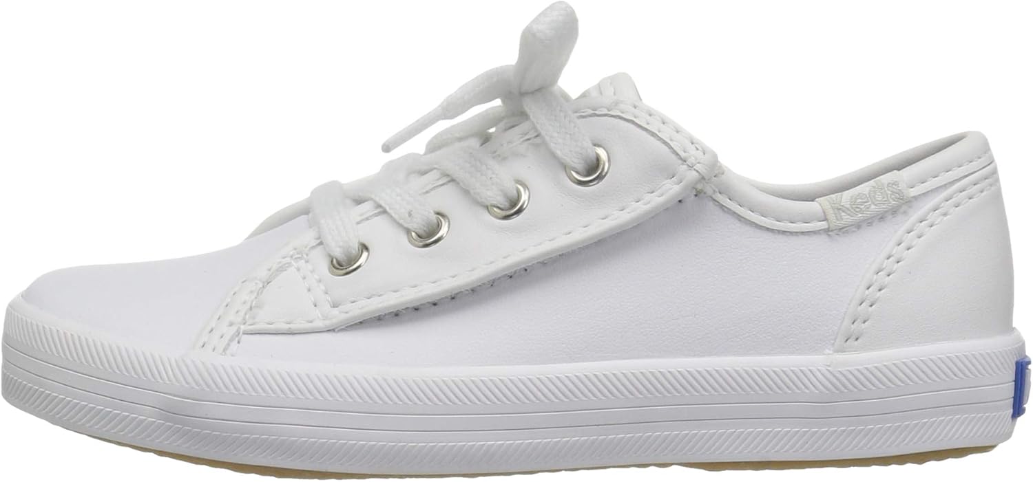 Keds Unisex-Child Kickstart Sneaker White Leather 4 Little Kid