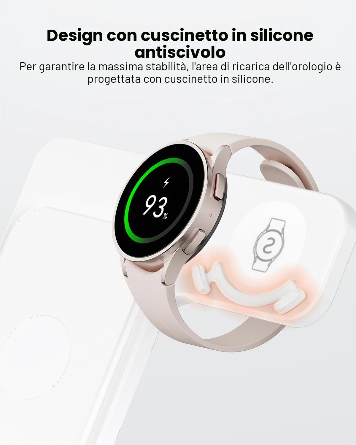 GEEKERA 3 in 1 Caricatore Wireless Pieghevole per Samsung S25/S24/S23/ZFold/Flip, Galaxy Watch e Buds - Stazione di Ricarica Wireless - Bianco