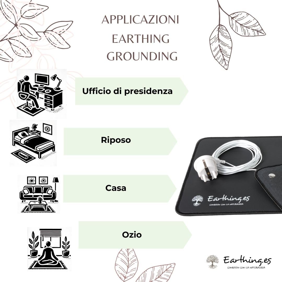 Tappetino Earthing Grounding per Connessione a Terra – Riduzione Stress, Miglioramento Sonno ed Equilibrio Energetico – Salute Naturale da Casa o Ufficio