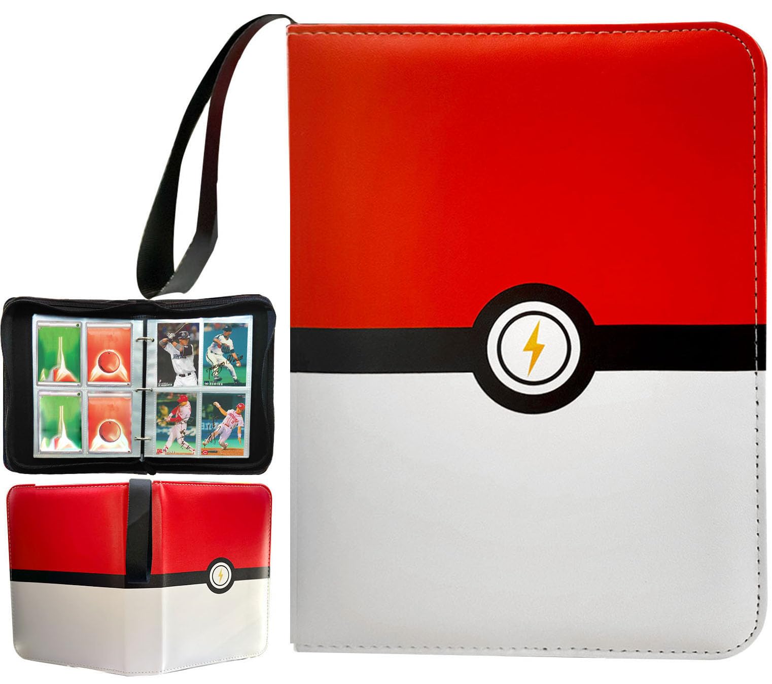 Card Binder for Trading Cards, Card Holder 4 Pocket 50 Removable Sleeves 400 Cards Zipper Binder, Portable Cards Binders Collector Album Book, Toys Gifts for Kids Boys Girls(Lightning)