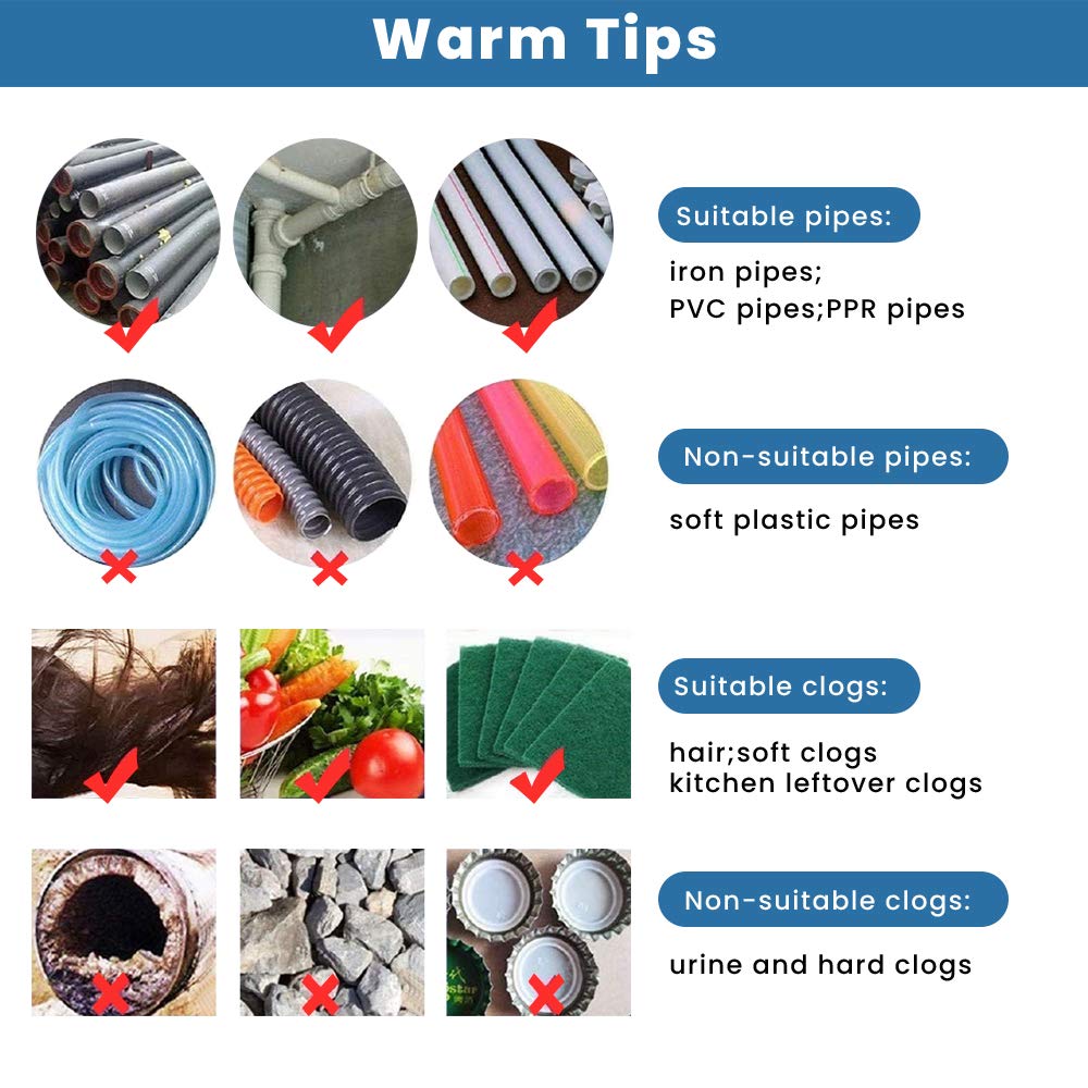 Plumbing Snake Drain Auger, Vastar 25 Feet Shower Clog Remover, Sink